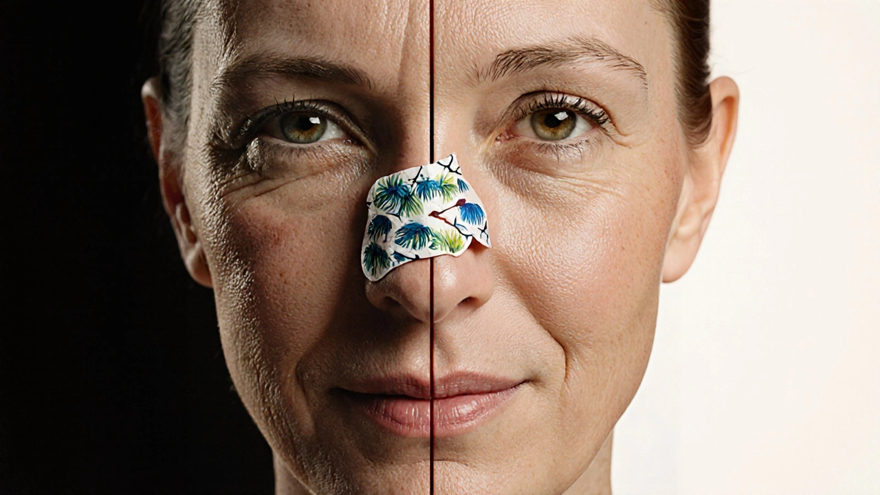 Dvoustranný portrét kůže: stará a regenerovaná.