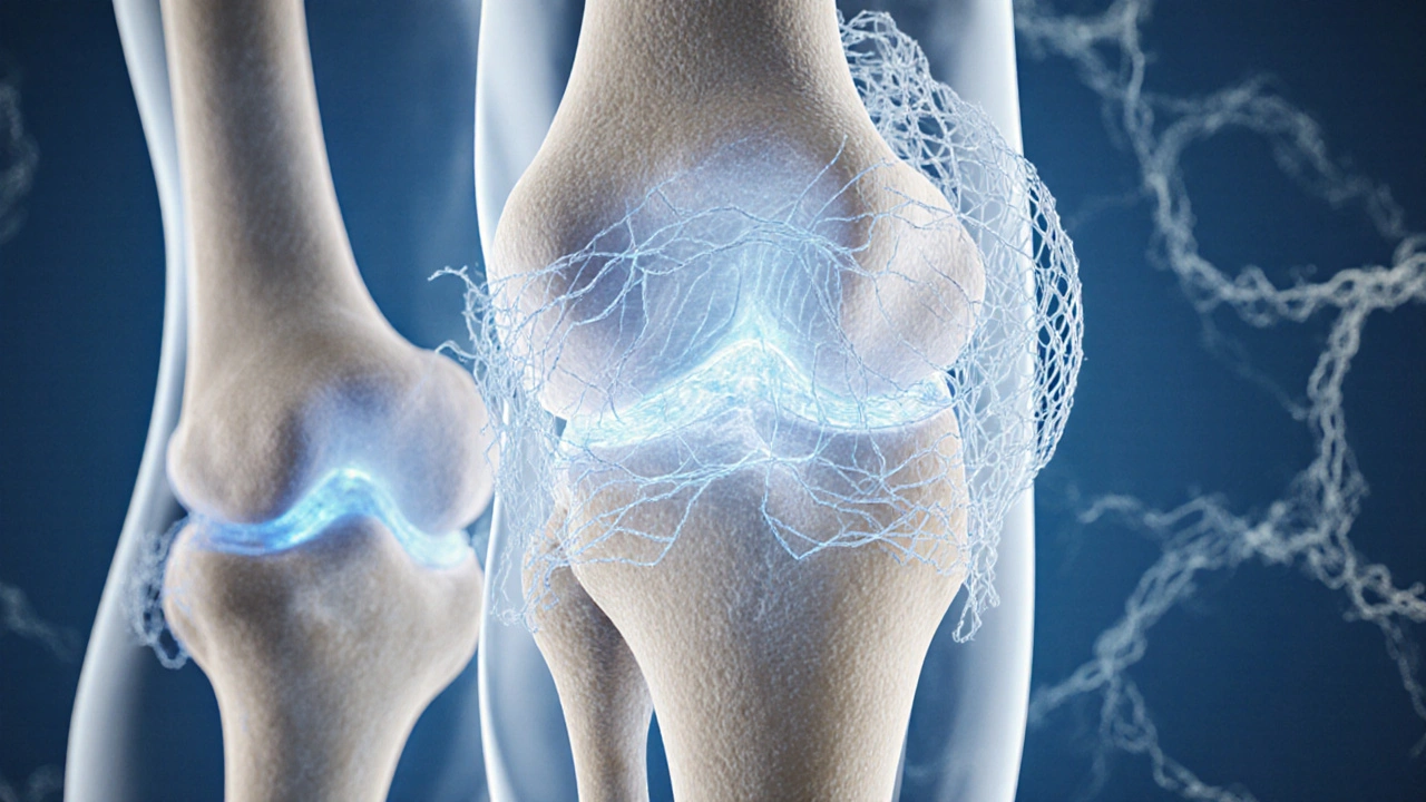 Kloub s kolagenovou síťkou spojující kost a chrupavku