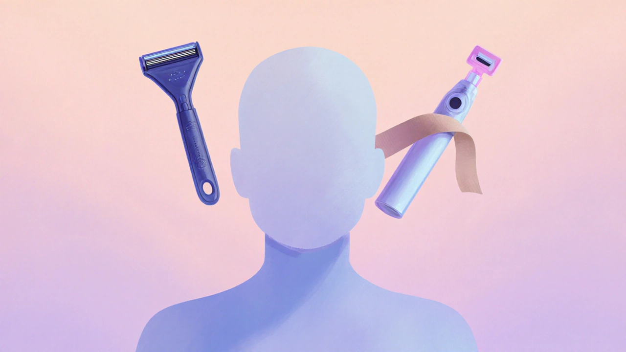 Tři symbolické metody odstraňování ochlupení nad tělem v klidném prostředí.