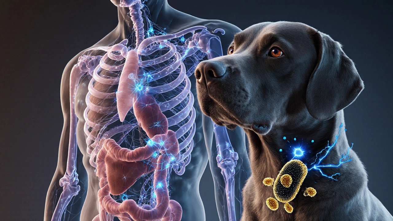 Vnitřní systémy člověka a psa čistí toxiny kolagenem a detoxikačními částicemi.