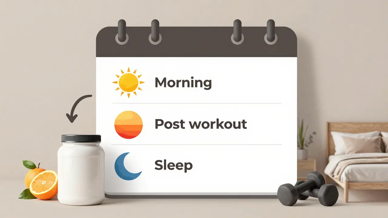 Kalendář s označenými časy pro účinné užívání kolagenového doplňku.