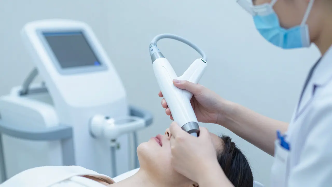 Kosmetička pracuje s laserem v estetické klinice.