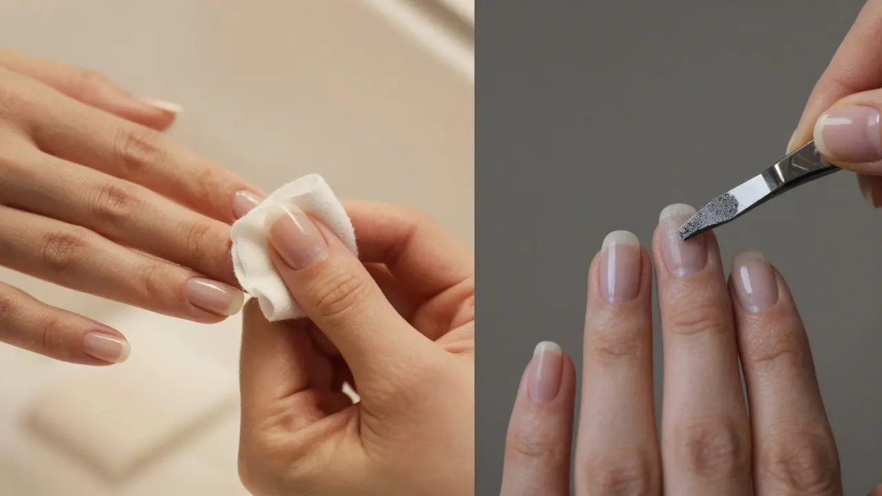 Srovnání odstraňování gelových a akrylových nehtů – jemné vs. agresivní metody.