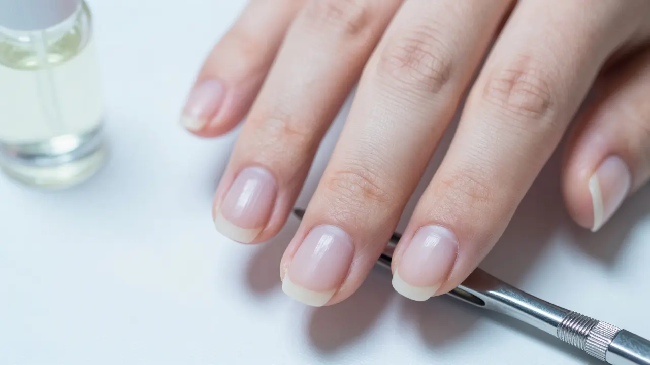 Detail zdravých nehtů s ošetřenými kůžičkami