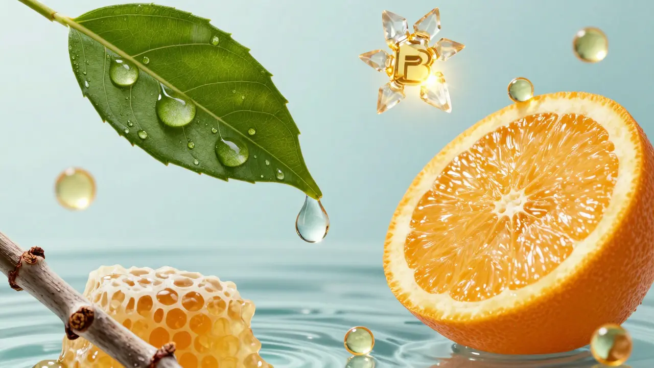Přírodní ingredience jako hyaluron a retinol ve vodě