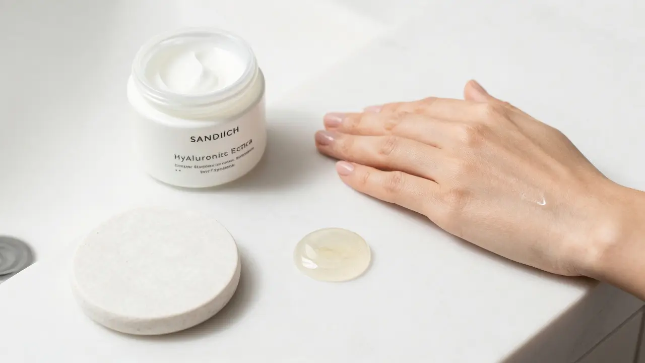 Retinol a hydratační krém na mramorové desce pro péči o pleť