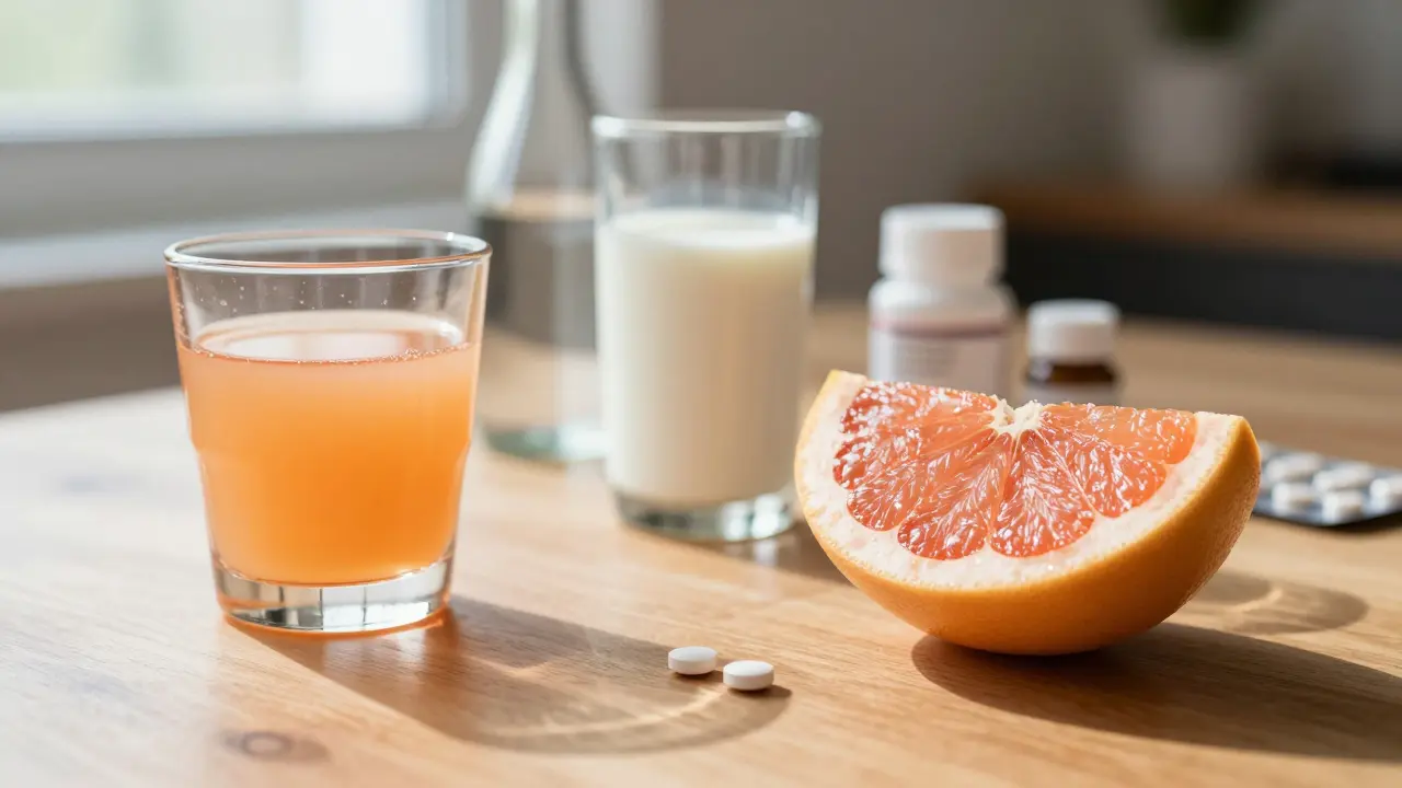 Grapefruit, mléko a alkohol jako potraviny ke vyhýbání se při léčbě