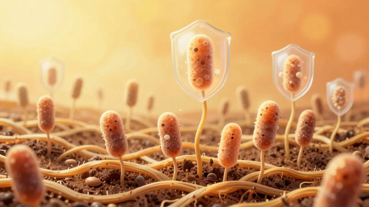 Ilustrace symbiózy probiotik a prebiotik v těle