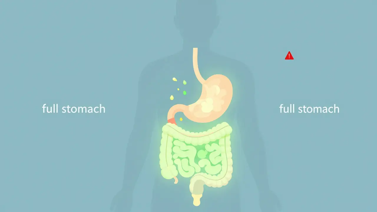 Ilustrace vstřebávání vitamínu C s jídlem ve žaludku