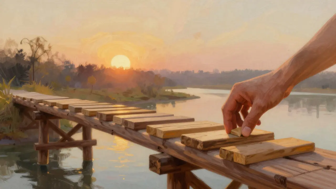 Abstraktní ilustrace mostu symbolizující dlouhodobou péči o zdraví