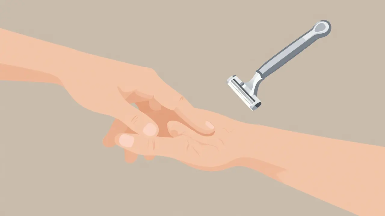 Ilustrace napínání kůže pro bezpečné holení